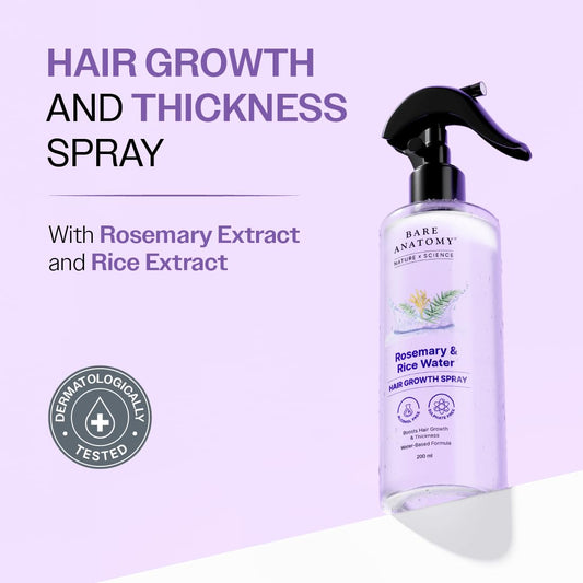 Nature X Science Rosemary Water Spray for Hair Growth & Hair Thickness with Rice Water |100% Natural Extract | Soft & Smooth Hair| Controls Hairfall| Non-Greasy & Fast Absorbing | 200Ml