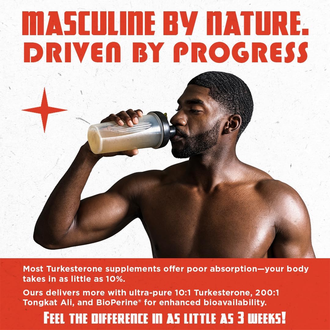 Testosterone Supplement for Men – Turkesterone 1500Mg Max Potency + Tongkat Ali & Bioperine® – Muscle Growth, Recovery, Drive & Stamina – 120 Caps, 40 Servings