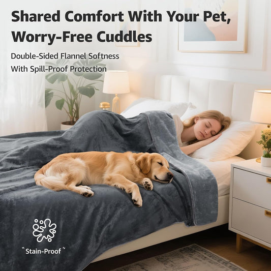 Waterproof Blanket for Bed, Soft Flannel Twin Bed Blanket 60" X 80"