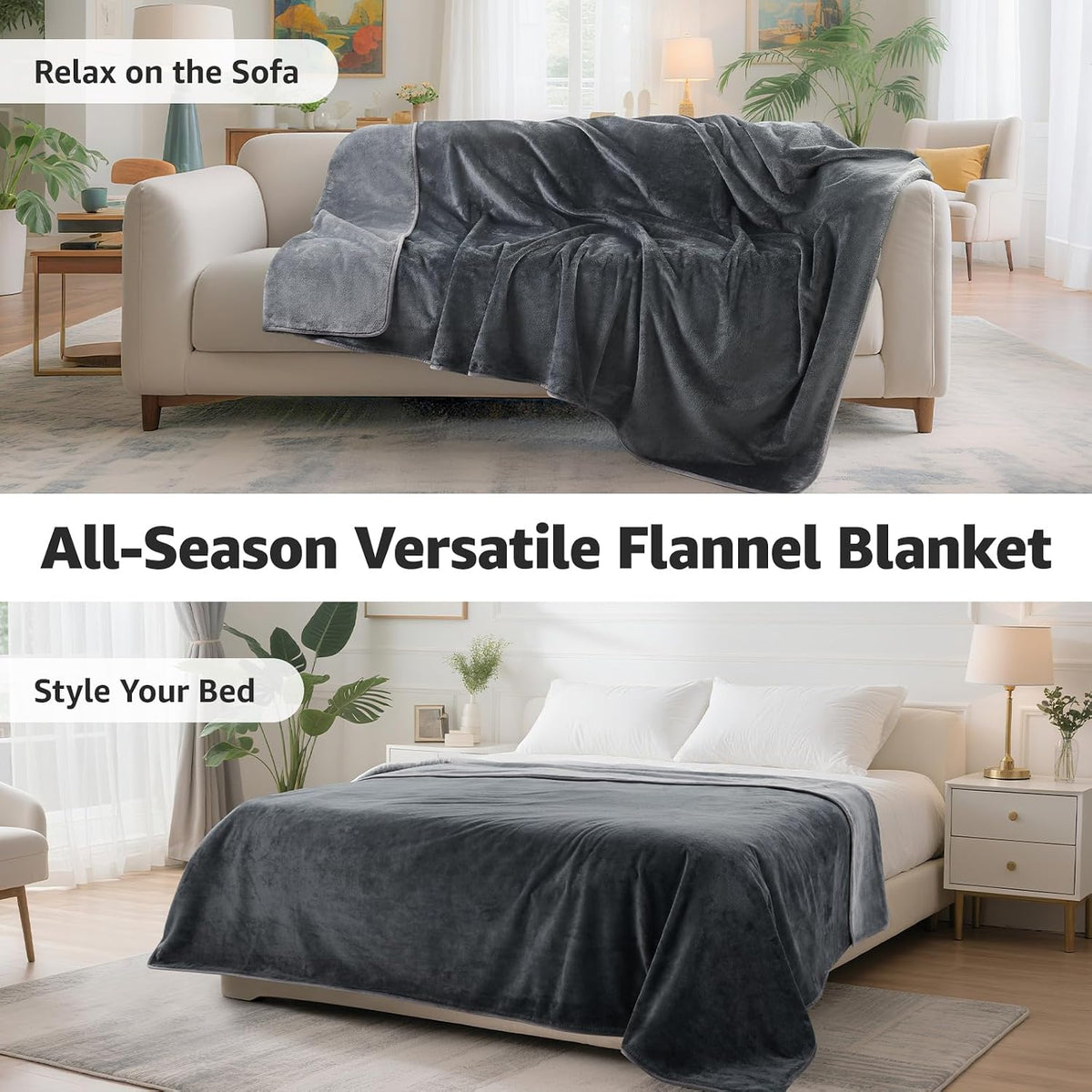 Waterproof Blanket for Bed, Soft Flannel Twin Bed Blanket 60" X 80"
