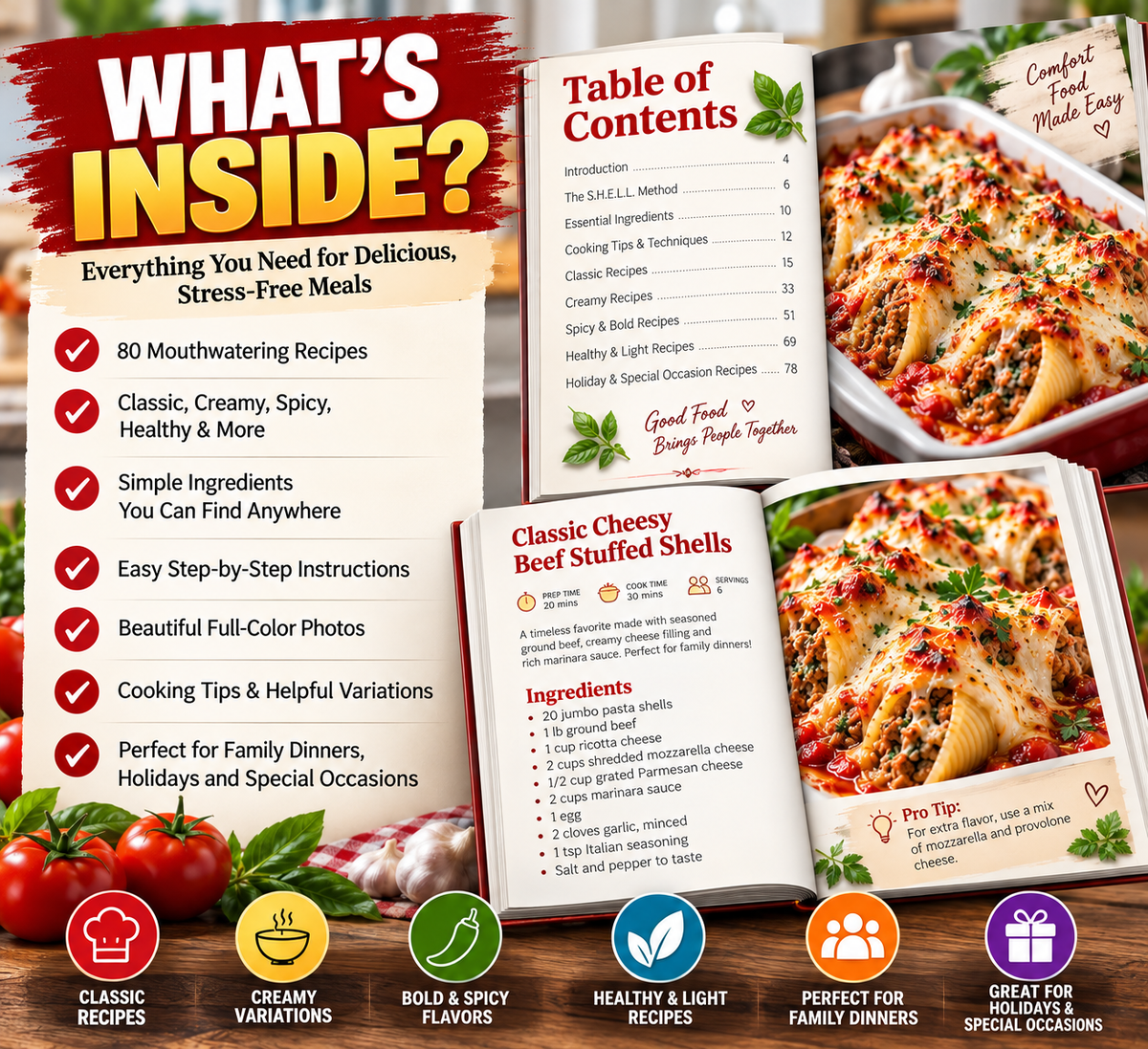 80 Cheesy Beef Stuffed Shells Recipes – Easy Family Dinner Digital Cookbook
