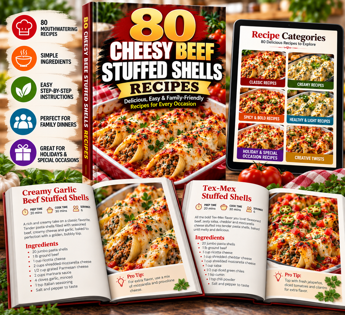 80 Cheesy Beef Stuffed Shells Recipes – Easy Family Dinner Digital Cookbook