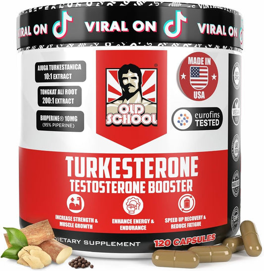 Old School Labs Testosterone Supplement for Men – Turkesterone, 120 Caps with Turkesterone Testosterone Supplement for Men