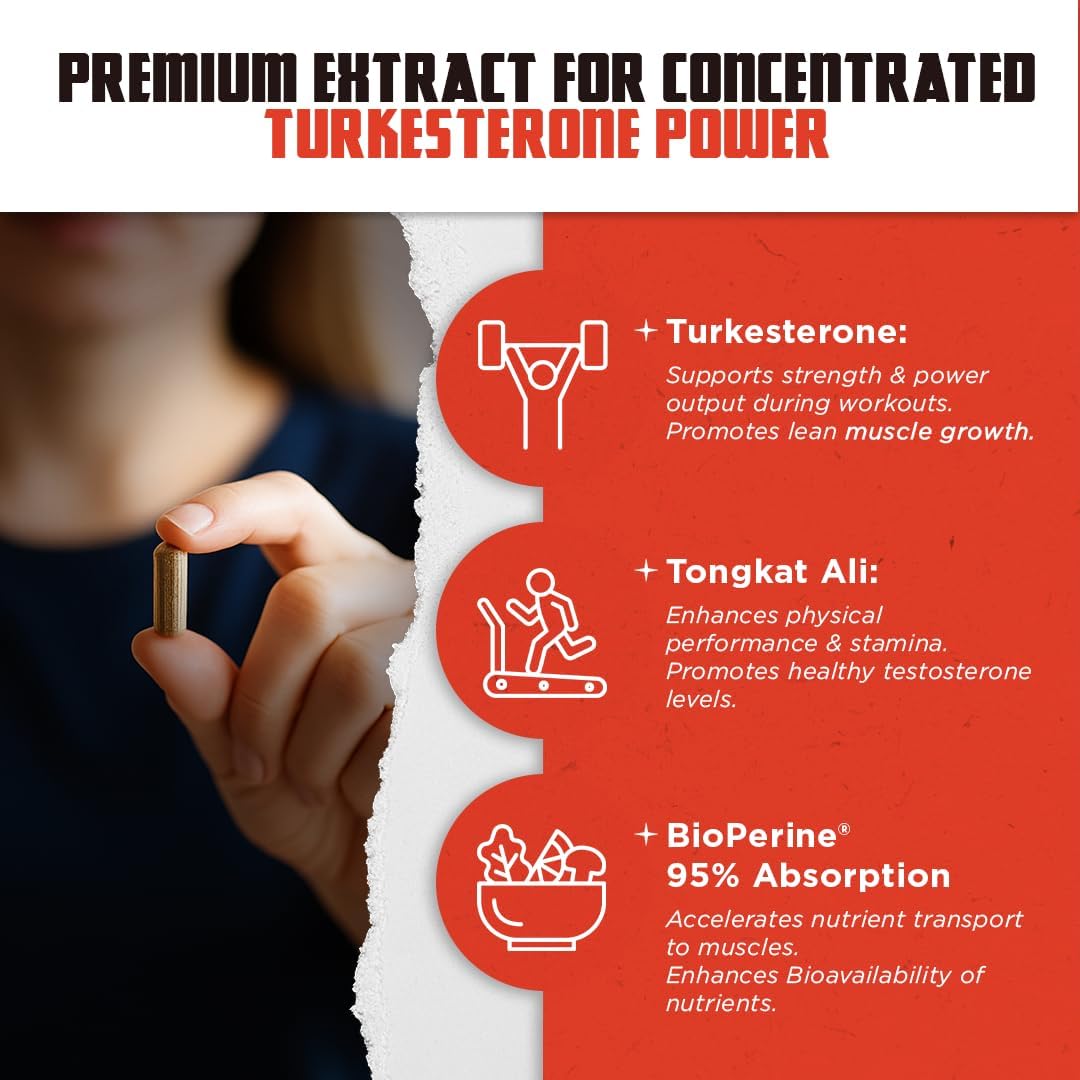 Old School Labs Testosterone Supplement for Men – Turkesterone, 120 Caps with Turkesterone Testosterone Supplement for Men