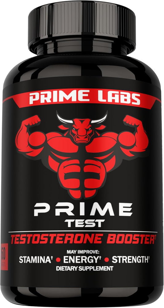 Prime Labs Testosterone Booster for Men, Supports Strength & Stamina Prime Test Blend with Tongkat Ali, Saw Palmetto & Nettle Root, Made in USA, 60 Caplets