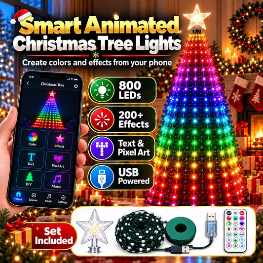 Smart Animated Christmas Tree Lights,Controllable Via Phone App(6.89FT-USB)